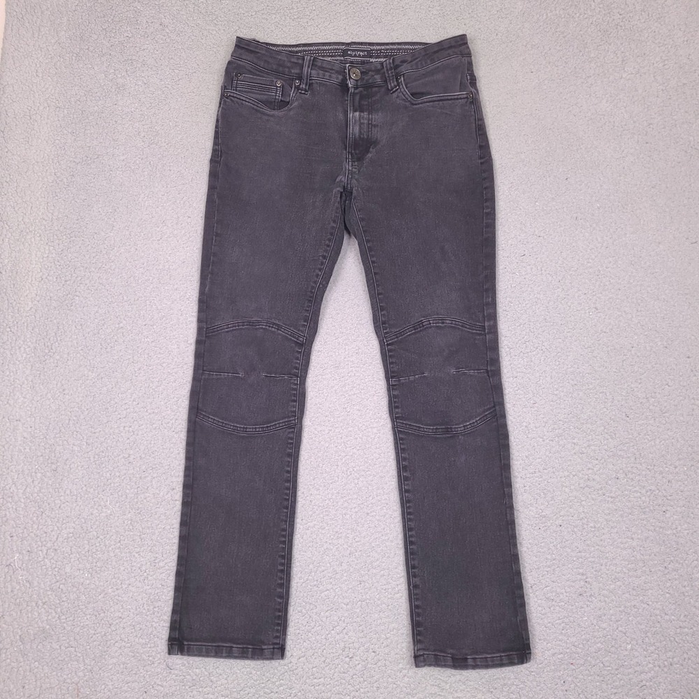 Abstract One Men Moto Jeans 31x29 Charcoal Black Skinny Articulated Knee Denim